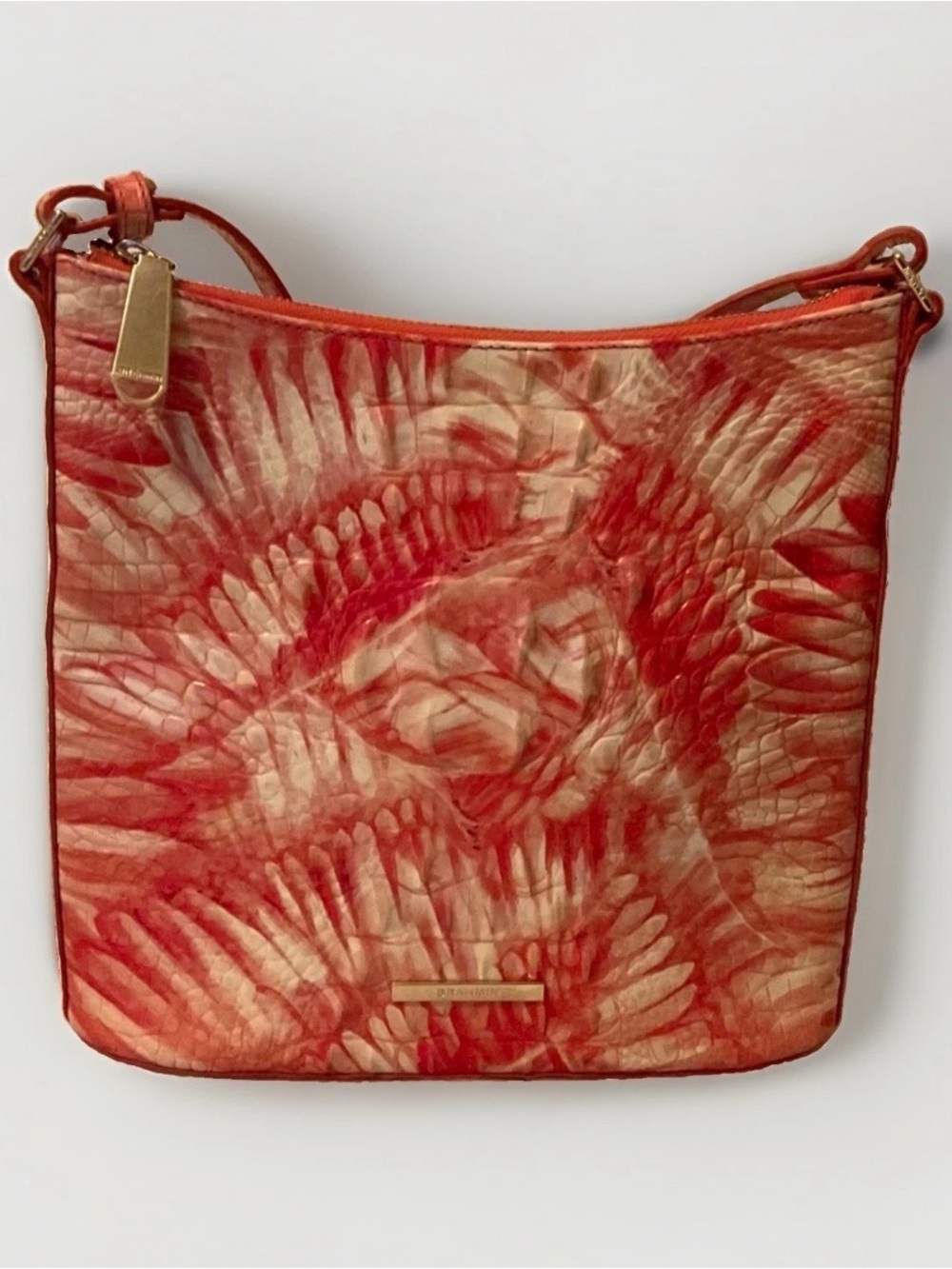 Brahmin ‘Katie’ Crossbody Bag Purse in Red Flamingo EUC- 1 minor interior mark